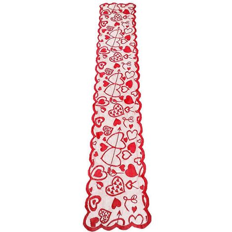 Chemin de table à motifs cœurs, nappe de restaurant, nappe à motifs cœurs, nappe pour la maison-33183cm-Red (1/3)