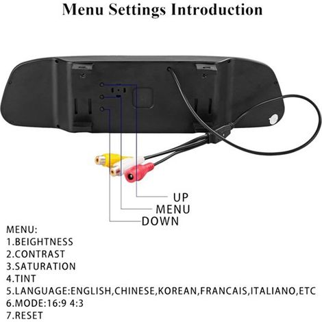 4.3-inch high-definition wireless car rearview mirror with screen, license plate holder, camera, and universal reverse priority function. (1/5)