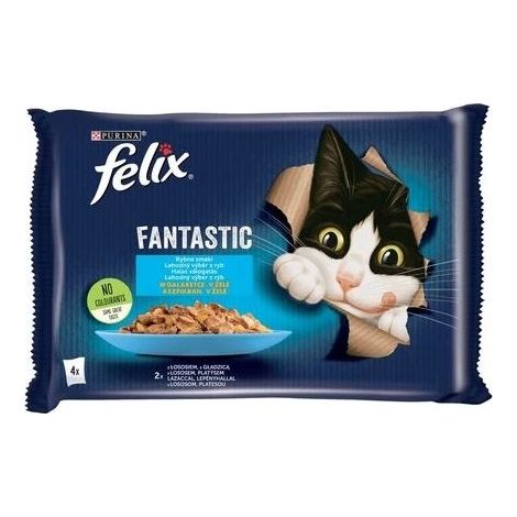Croquettes pour chat Felix Fantastic au saumon et poisson plat 4 x 85 g Nestlé (1/3)