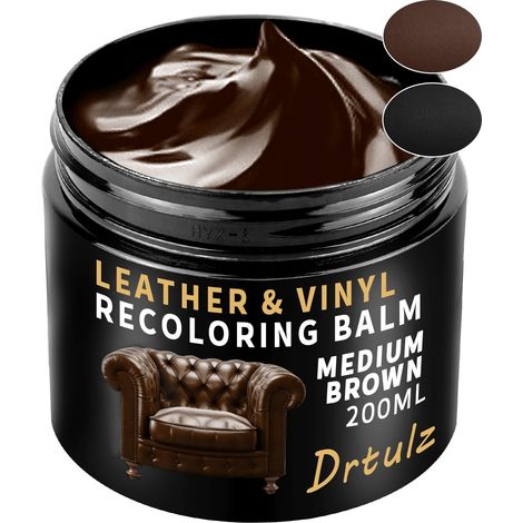 Kit de réparation du cuir noir pour canapé en cuir, meubles en vinyle, canapé, sièges auto, chaussures pour réparation de peintures du cuir décolorés et rayés, 200 ml (1/5)