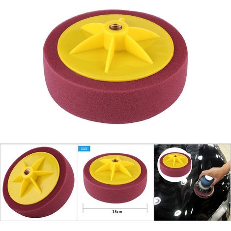 Kit de 6 pouces/15 cm avec Roue Éponge pour Polissage et Cirage de Voiture, Rouge Vin