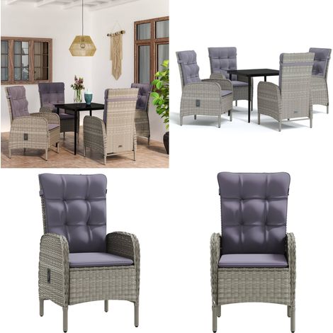 Ensemble à manger de jardin et coussins 5pcs Gris/noir - Chaises de jardin - Table de jardin (1/5)