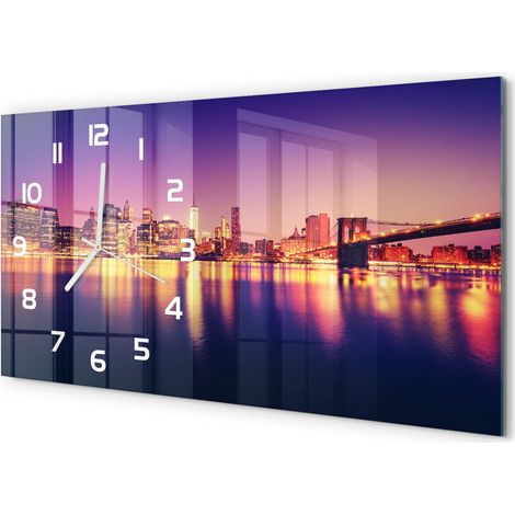 Horloge Murale Cadeau Crémaillère 60x30 cm Décoration Maison Moderne Manhattan, New York (1/5)