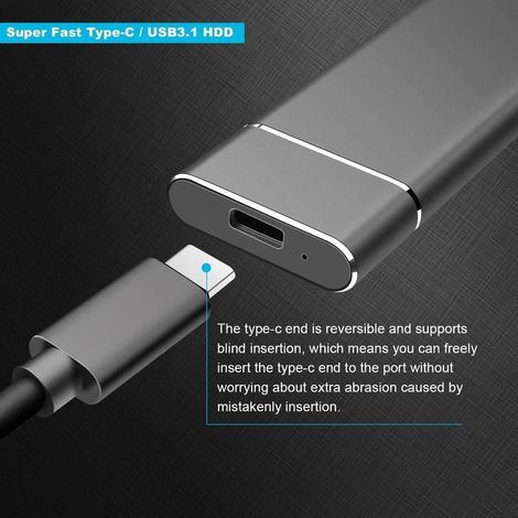 PSSD Disque Dur Externe 2TB Noir - Adaptateur OTG/Type-C Inclus - Compatible avec Ordinateur Portable (1/5)