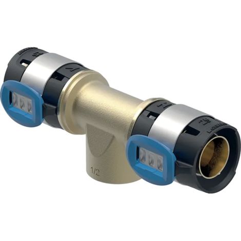 RACCORDO A T FLOWFIT CON FILETTO FEMMINA PER MULTISTRATO A PRESSARE ø16MM - 1/2 - ATTACCO FEMMINA   GEBERIT
