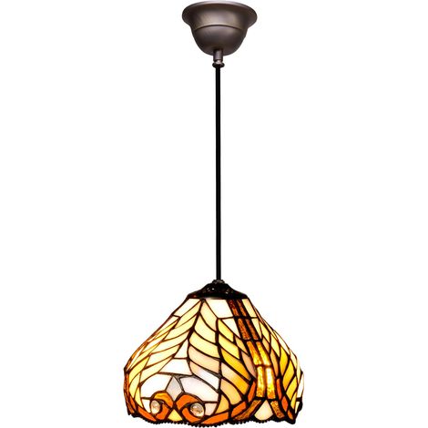 Lampe à suspension avec câble noir et abat-jour Tiffany diamètre 20 cm Série Dalí
