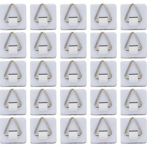50 dreieckige Wandhaken für Bilderrahmen (Weiß) – 2,4 x 2,4 cm – Weiß (1/4)