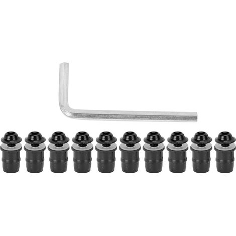 Kit de 10 vis de pare-brise universelles M5x16 mm (0,6 po) pour moto, avec clé, noir (1/5)