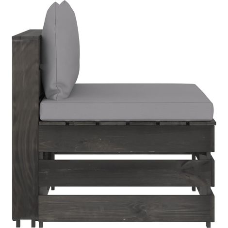 Canapé central,Canapé d'extérieur,Sofa de jardin sectionnel avec coussins Bois imprégné de gris CFW575556 (1/5)