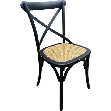 French Cross Back Chair - Wood - L46 x W49 x H88 cm - Black