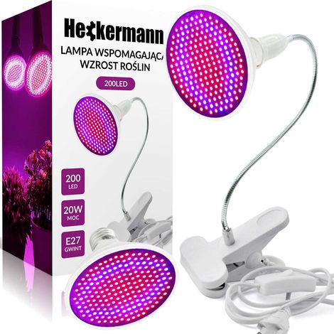 Lampada per piante a LED Heckermann da 20W, modello 200LED, con portalampada. (1/5)