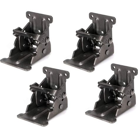 4 piezas de bisagras plegables autoblocantes de 90°, soporte plegable, soporte de estante de placa de acero plegable para mesa de trabajo con cerradura, mesa extensible (1/5)