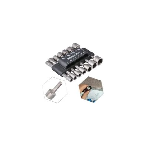 Set di 9 avvitatori elettrici, adattatore per mandrino a cambio rapido esagonale da 1/4 di pollice per trapano manuale, trapano a batteria, avvitatore, chiave pneumatica, chiave elettrica - Crezuo