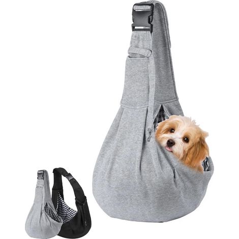 Écharpe de transport mains libres pour animaux de compagnie, avec bandoulière réglable, pour chats de petite et moyenne taille (noir) (1/5)