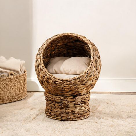 Maison pour chat marron en bananier 40 x 37 x 51 cm (1/5)