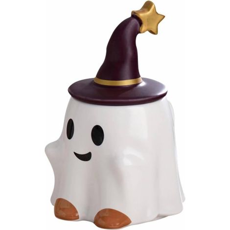 Tasse à thé originale, mug à café Halloween en céramique de 325 ml avec couvercle - Fantôme amical (blanc)