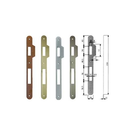 CONTROPIASTRA CON ALETTA PER SERRATURA PATENT A BUSSOLA BORDO TONDO- - acciaio ottonato (B.00590.11.03) - 5 pezzi AGB