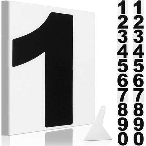 Lot de 2 autocollants numéros vinyle adhésifs, décalcomanies découpées imperméables avec raclette pour boîte aux lettres, fenêtre, voiture, porte, camion, maison intérieur extérieur (Noir, 10 cm) (1/5)