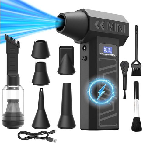 Mini souffleur portable 110 000 tr/min Moteur sans balais Electrique, Air Duster avec mini turbine multifonction et aspirateur, Air Blower pour ordinateur, voiture (1/5)
