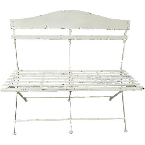 Banc de jardin fer blanc 104x55x94cm (1/2)