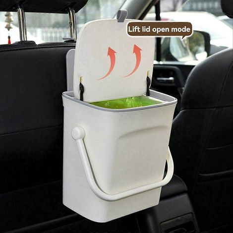 Sac poubelle voiture avec couvercle, organiseur de rangement pour siège arrière, compact et étanche (1/5)