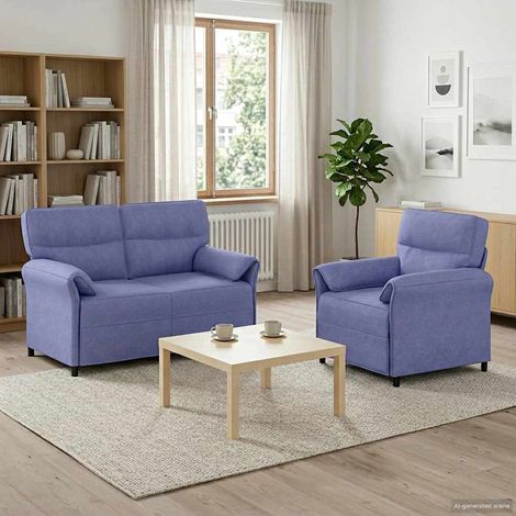 vidaXL Juego de Sofá 2 uds. Azul jeans Tela (1/5)