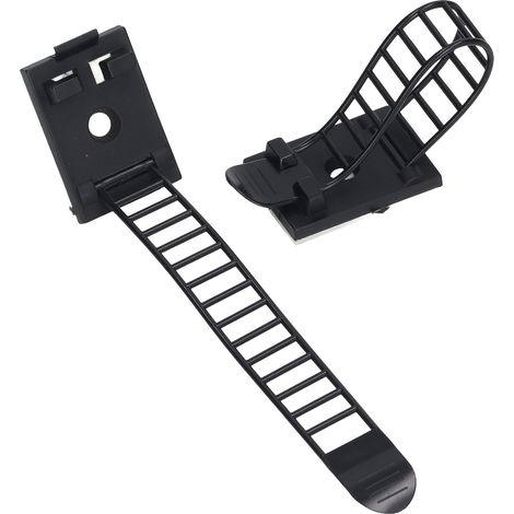 Lot de 100 attaches adhésives pour câbles, réglables, en nylon, avec fixation robuste, pour bureau (noir). (1/5)