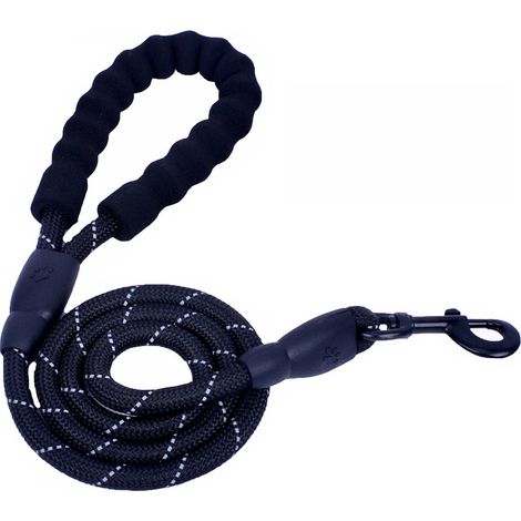Laisse pour chien 1,8 m avec poignée rembourrée – Fils réfléchissants – Pour chiens de petite, moyenne et grande taille – Distributeur de sacs inclus (1/5)