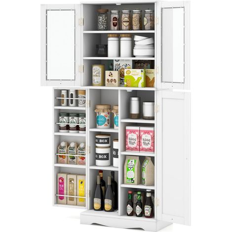 Vetrina in vetro temperato 60 x 31,5 x 161,5 cm soluzione di archiviazione moderna stile scandinavo in mdf bianco 200017596