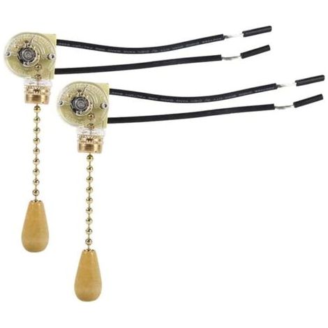 FENOPLASTICAInterrupteur à tirette pour ventilateur de plafond Matériau durable Remplacement pour appliques murales et lampes Lot de 2 (1/5)