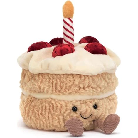 Décoration en peluche amusante en forme de gâteau d'anniversaire à collectionner - Cadeau idéal - 20 cm