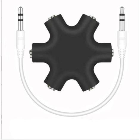 Répartiteur Audio 5 Casques, 3,5 mm Mâle à Femelle Multi Écouteurs Stéréo Séparateur Adaptateur, Compatible avec iPhone Samsung Nokia PC Laptop Orateur Smartphones (1/4)