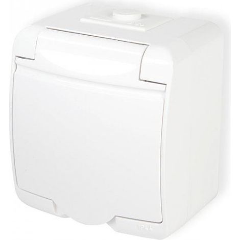 Karlik Junior blanc - prise simple en saillie IP54 - GHE-1 (1/3)