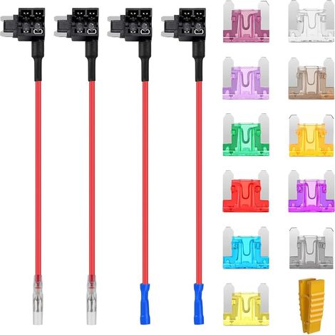 Porte-Fusible Auto Adaptateur Micro "Add a Circuit" 12V avec Assortiment de Fusibles Lame (2A à 40A)