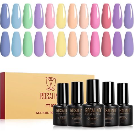 Vernis Semi Permanent Pastel,12 Couleurs Macaron Bleu Vert Violet (1/5)
