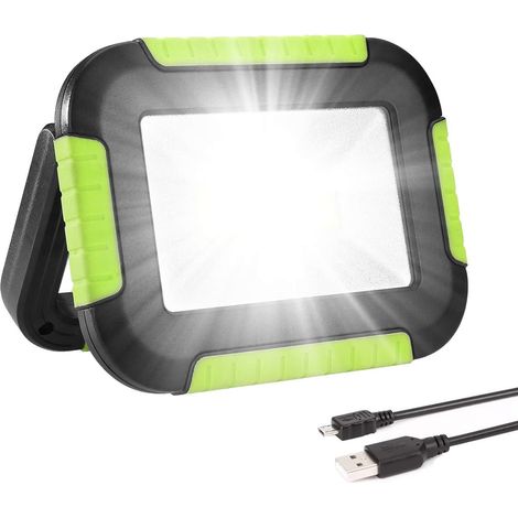 Tragbares LED-Flutlicht 10 W 1000 LM, wiederaufladbares LED-Flutlicht, 3 Helligkeitsmodi, beständig für Camping, Heimwerken, Baustelle usw., Kaltweiß