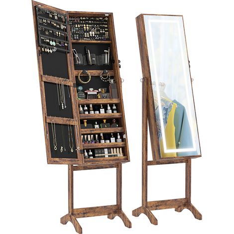Miroir de maquillage LED 3 angles inclinable avec fermeture magnétique et clés marron