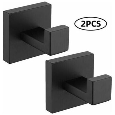 2-teiliges Wandhaken-Set, Handtuchhaken, Schwarz, Edelstahl 304, rostfrei, wasserdicht, Badezimmeraccessoires, Kleiderhaken, Schwarz, von DEBUNS (1/4)