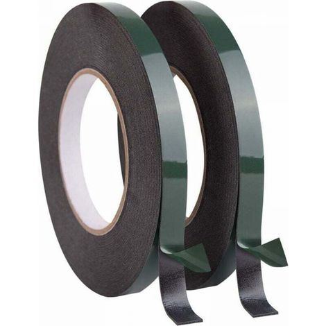 2 rouleau 12mm Ruban Adhésif double face, Scotch Double Face Extra fort De Montage Imperméable pour les moulures automobiles LED (10m chaque rouleau) (1/5)