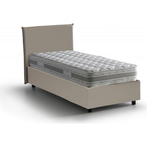 Talamo Italia Einzelbett Cassandra, Containerbett mit Kunstlederbezug, 100% Made in Italy, Frontöffnung, inklusive Matratze Cm 80x200, Turteltaube