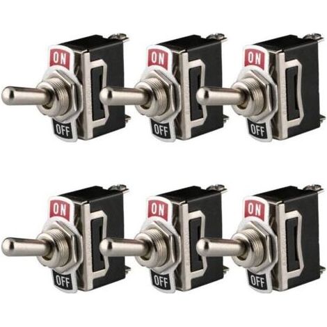 Interrupteur à Bascule 12V-24V-48V-110V/10A, 220V-230V/6A, SPST ON/OFF 2 Positions 2 Broches, pour Voiture Tableau de Bord Lumière (Pack de 6, Noir) (1/4)