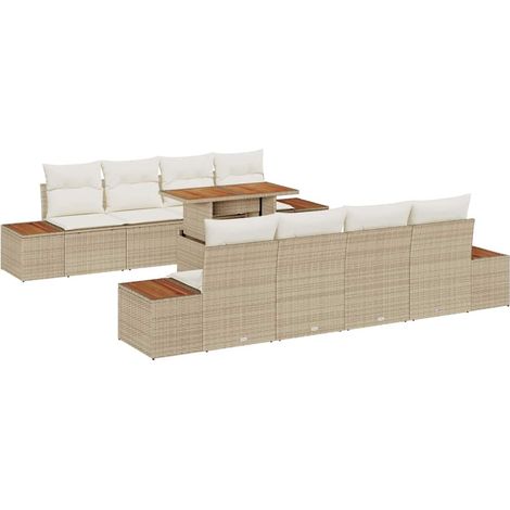 Garden Sofa Set 9 pcs Beige and Cream vidaXL (1/5)