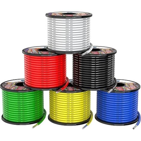1.3mm² 16awg Silicone Electrical Wires 6 Colours 6 x 10 Metres Cable Tinned Copper Wire Stranded High Temperature Resistant