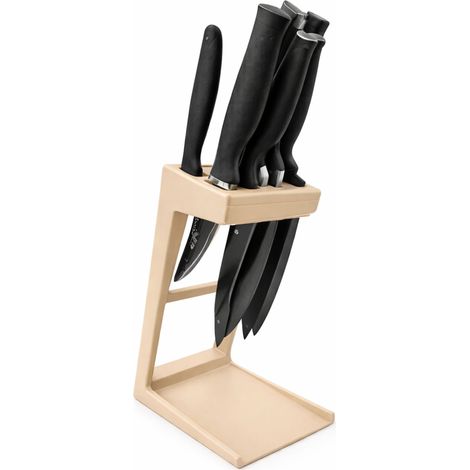 Soporte para cuchillos de cocina color beige, organizador para 9 cuchillos para la encimera. (1/3)