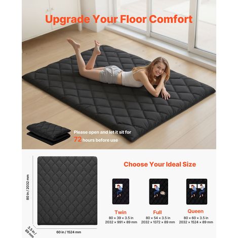 Matelas Futon Taille Queen, Matelas de Sol Japonais Pliable, Tatami Doux pour Dormir Yoga Méditation et Relaxation, 203,2x152,4x8,9… (1/5)
