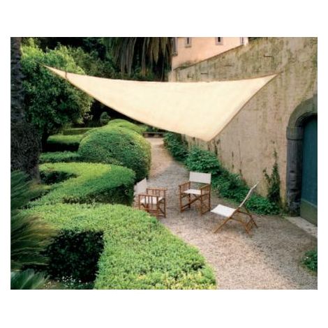 Telo vela triangolo ombreggiante ecru' gazebo ombrellone copertura mt.5x5x5 - Salone (1/7)