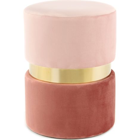 Pouf Sgabello Gipsy in Velluto Rosa e Oro (1/3)