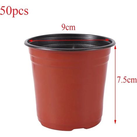 (9 cm - 50 pièces) Pot de fleurs en plastique, bac de culture résistant aux chutes, pour plantes de jardin, pépinière, pot de rempotage E2 (1/4)
