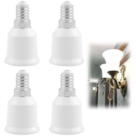 CSPARKV 4Pcs E14 to E27 Light Bulb Socket Adapter, E14 to E27 Socket Converter 220V, Lamp Adapter for LED Bulbs, Incandescent Bulbs, CFL Lamps, Halogen Lamps