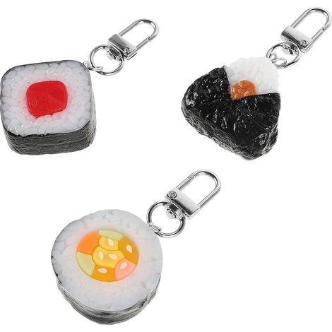 3pcs Porte-clés Sushi en Plastique Design Réaliste, Légers et Portables, Breloques pour Paquet à Dos, Présent Amateurs de Sushi (1/5)
